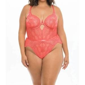 NEW OH LA LA CHERI aura halterneck strap teddy - plus in georgia peach